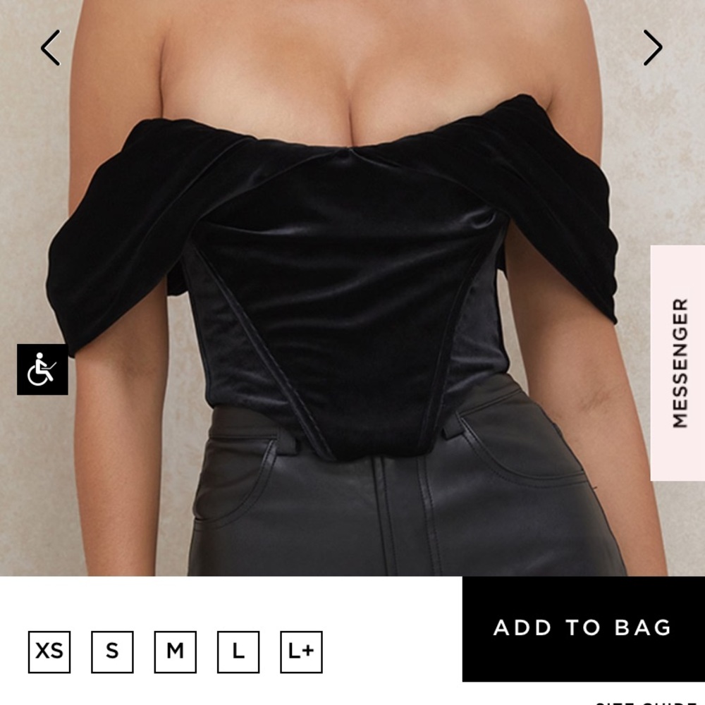 House of CB Athena black velvet top size M